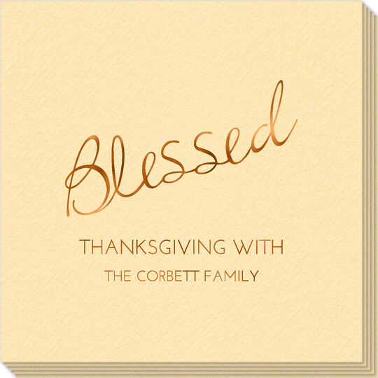 Expressive Script Blessed Linen Like Napkins